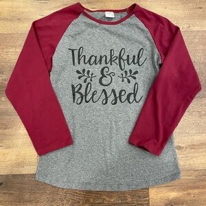 Thankful and blessed‎ baseball tee medium